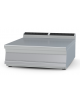 Piano di lavoro da banco in acciaio inox CrNi 18/10 AISI 304 con alzatina posteriore, senza cassetto - cm 80x90x28h