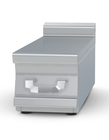 Piano di lavoro da banco inox AISI 304 con alzatina posteriore, 1 cassetto, 1 bacinella inox cm 19x50x15h - cm tot. 30x90x28h