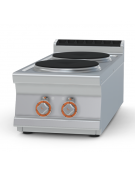 Piano di cottura elettrico da banco in acciaio inox CrNi 18/10 AISI 304 - 2 piastre tonde - Kw 7 trifase - cm 40x90x28h