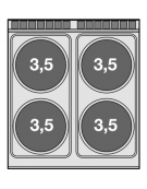 Piano di cottura elettrico da banco in acciaio inox CrNi 18/10 AISI 304 - 4 piastre tonde - Kw 14 - cm 80x90x28h