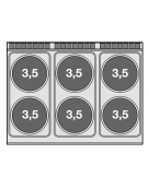 Piano di cottura elettrico da banco in acciaio inox CrNi 18/10 AISI 304 - 6 piastre tonde - Kw 21 - cm 120x90x28h