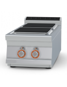 Piano di cottura elettrico da banco in acciaio inox CrNi 18/10 AISI 304 - 2 piastre quadrate - Kw 8 - cm 40x90x28h