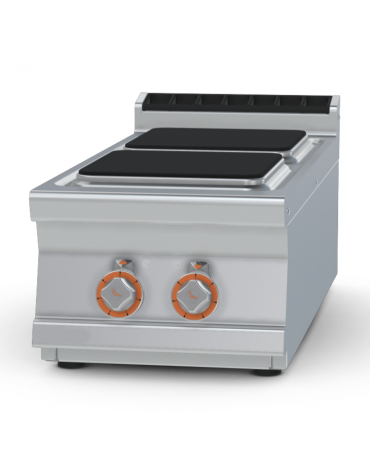 Piano di cottura elettrico da banco in acciaio inox CrNi 18/10 AISI 304 - 2 piastre quadrate - Kw 8 - cm 40x90x28h
