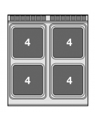 Piano di cottura elettrico da banco in acciaio inox CrNi 18/10 AISI 304 - 4 piastre quadrate - Kw 16 - cm 80x90x28h