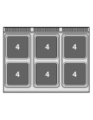 Piano di cottura elettrico da banco in acciaio inox CrNi 18/10 AISI 304 - 6 piastre quadrate - Kw 24 - cm 120x90x28h