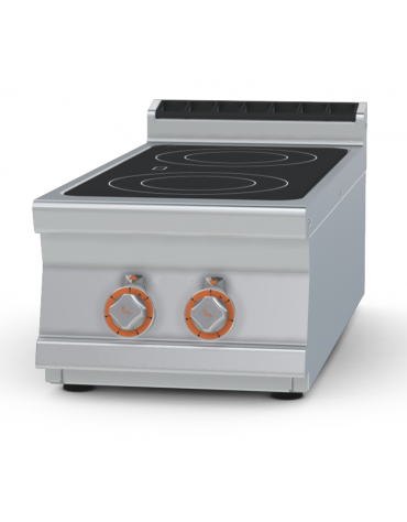 Piano cottura elettrico in vetroceramica da banco in acciaio inox CrNi 18/10 AISI 304 - 2 zone cottura - cm 40x90x28h