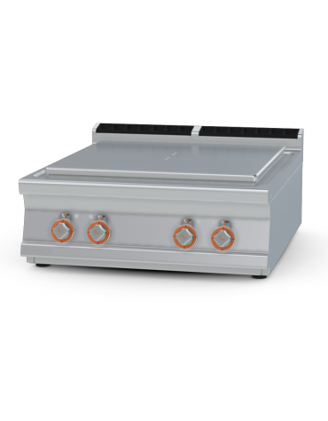 Tuttopiastra elettrico da banco in acciaio inox CrNi 18/10 AISI 304, piastra cm 70x68, 4 zone cottura - cm 80x90x28h