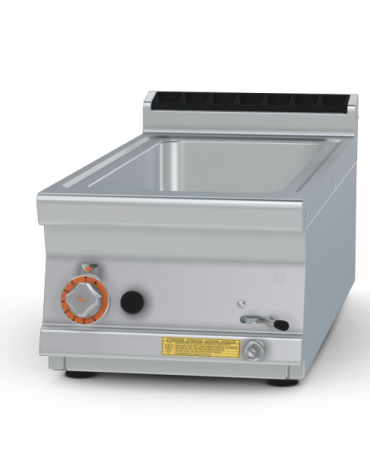 Bagnomaria a gas da banco in acciaio inox CrNi 18/10 AISI 304, 1 vasca per GN 1/1 + GN 1/3 cm 15h - cm 40x90x28h