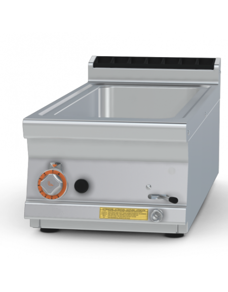 Bagnomaria a gas da banco in acciaio inox CrNi 18/10 AISI 304, 1 vasca per GN 1/1 + GN 1/3 cm 15h - cm 40x90x28h