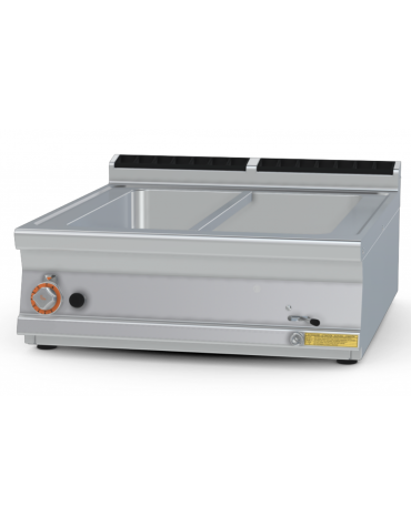 Bagnomaria a gas da banco in acciaio inox CrNi 18/10 AISI 304, 1 vasca per 2xGN1/1 + 2xGN1/3 cm 15h - cm 80x90x28h