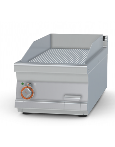 Fry-top elettrico rigato da banco - piastra cm 36x68, 1 zona di cottura - trifase Kw 7,5 - cm 40x90x28h