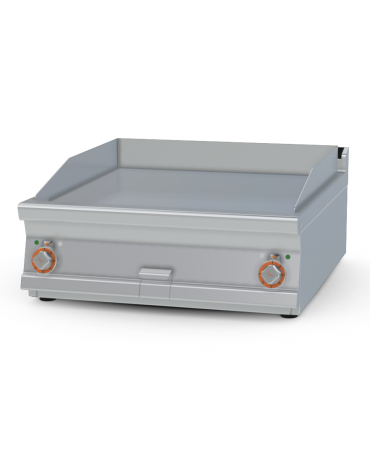 Fry-top elettrico liscio da banco - piastra cm 76x68, 2 zona di cottura - trifase Kw 15 - cm 80x90x28h