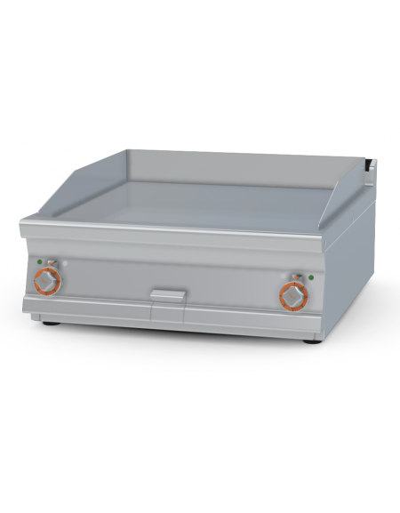Fry-top elettrico liscio da banco - piastra cm 76x68, 2 zona di cottura - trifase Kw 15 - cm 80x90x28h