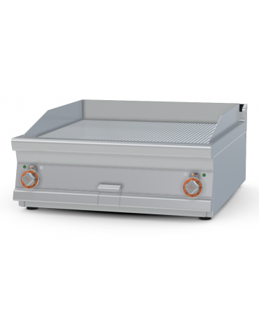 Fry-top elettrico rigato da banco - piastra cm 76x68, 2 zone di cottura - trifase Kw 15 - cm 80x90x28h