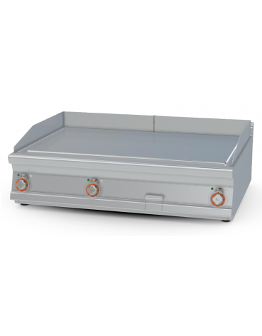 Fry-top elettrico liscio cromato da banco - piastra cm 110,5x65, 3 zone di cottura - trifase Kw 22,5 - cm 120x90x28h