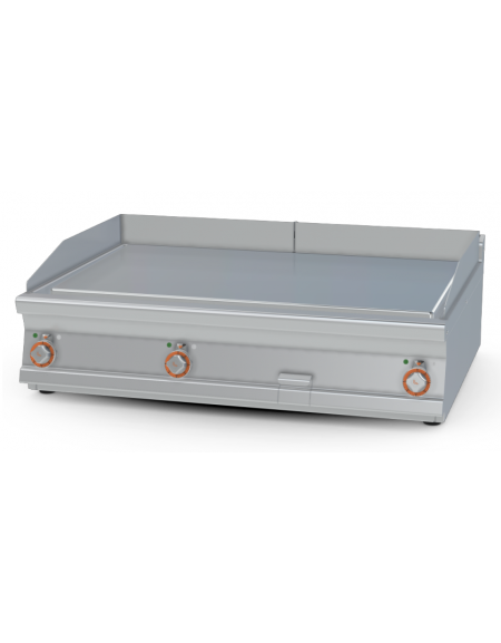 Fry-top elettrico liscio cromato da banco - piastra cm 110,5x65, 3 zone di cottura - trifase Kw 22,5 - cm 120x90x28h