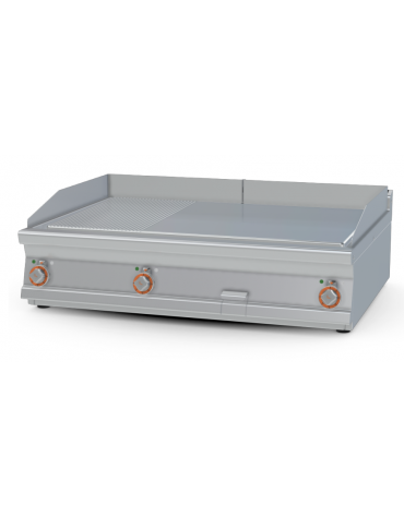 Fry-top elettrico da banco - 1/3 rigato + 2/3 liscio, piastra cm 110,5x65  - 3 zone di cottura - cm 120x90x90h
