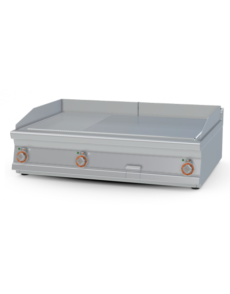 Fry-top elettrico da banco - 1/3 rigato + 2/3 liscio, piastra cm 110,5x65  - 3 zone di cottura - cm 120x90x90h