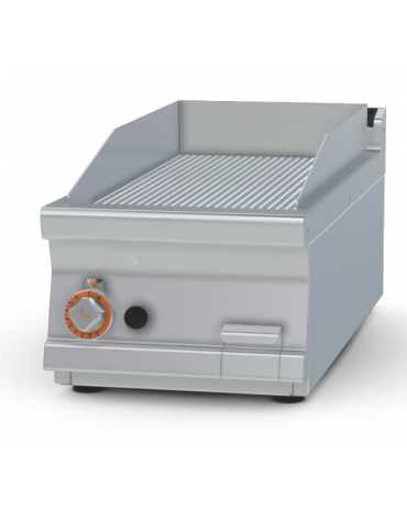 Fry-top a gas rigato da banco - piastra cm 36x68, 1 zona di cottura - cm 40x90x28h