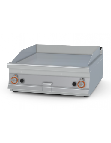 Fry-top a gas liscio cromato da banco - piastra cm 76x68, 2 zone di cottura - cm 80x90x28h