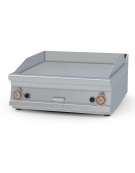 Fry-top a gas rigato cromato da banco - piastra cm 76x68, 2 zone di cottura - cm 80x90x28h