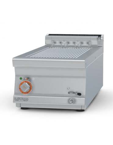 Griglia contact da banco - cottura diretta su resistenza in acciaio inox ribaltabile - trifase Kw 5,415 - cm 40x90x28h