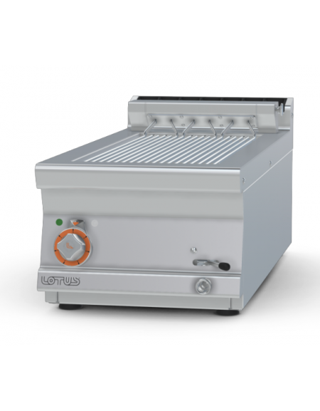 Griglia contact da banco - cottura diretta su resistenza in acciaio inox ribaltabile - trifase Kw 5,415 - cm 40x90x28h