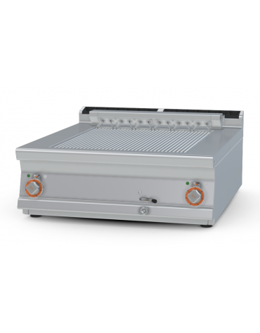 Griglia contact da banco - cottura diretta su resistenza in acciaio inox ribaltabile, 2 zone cottura - Kw 10,83 - cm 80x90x28h