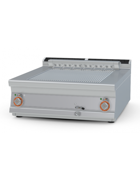 Griglia contact da banco - cottura diretta su resistenza in acciaio inox ribaltabile, 2 zone cottura - Kw 10,83 - cm 80x90x28h