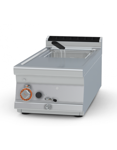 Friggitrice a gas da banco - 1 vasca da Lt 13, cm 31,5x34,5x22,5h - dim. tot. cm 40x70,5x28h