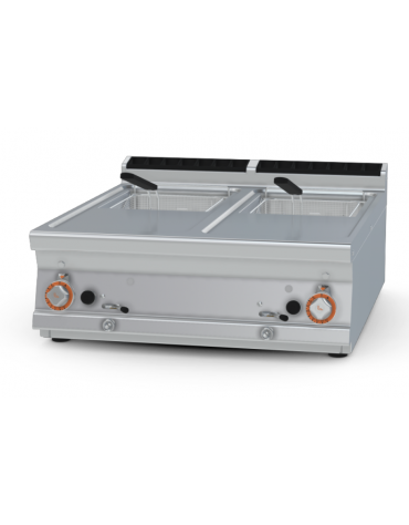 Friggitrice a gas da banco -2 vasche da Lt 13+13, cm 31,5x34,5x22,5h cad. - cm 40x70,5x28h
