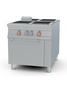 Cucina elettrica passante, 4 piastre quadrate, su forno elettrico passante statico, camera cm. 55x98x34h - cm 80x110x90h