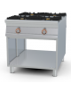 Piano cottura a gas passante su mobile a giorno, 4 fuochi - cm 80x110x90h