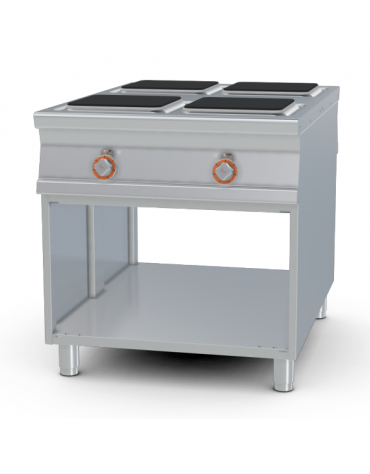 Piano cottura elettrico passante su mobile a giorno, 4 piastre quadrate - cm 80x110x90h