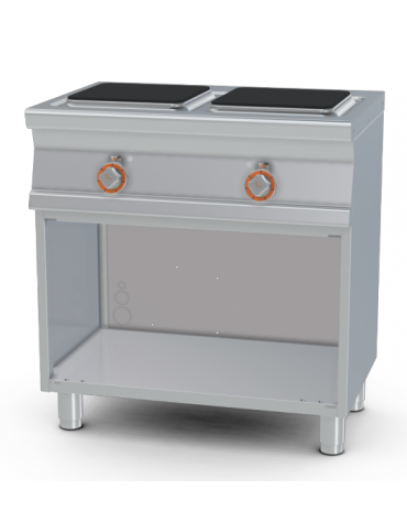 Piano cottura elettrico su mobile a giorno, 2 piastre quadrate - cm 80x55x90h