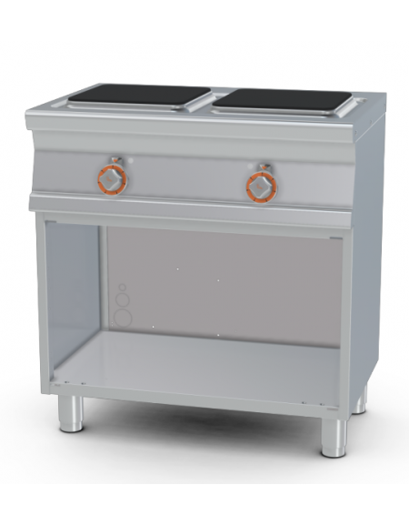 Piano cottura elettrico su mobile a giorno, 2 piastre quadrate - cm 80x55x90h