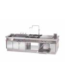 Tuttopiastra passante a gas su forno a gas passante statico, camera cm 55x98x34h - 2 vani neutri con porte - cm 110x110x90h