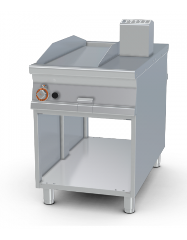 Fry-top a gas passante liscio cromato su mobile a giorno - piastra cm 36x85, 2 zone di cottura - cm 60x110x90h