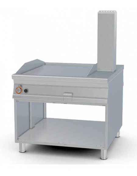 Fry-top a gas passante rigato cromato su mobile a giorno - piastra cm 36x85, 2 zone di cottura - cm 60x110x90h