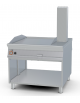 Fry-top a gas passante liscio cromato su mobile a giorno - piastra cm 76x85, 2 zone di cottura - cm 110x110x90h