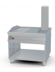 Fry-top a gas passante 1/2 rigato + 1/2 liscio cromato su mobile a giorno - piastra cm 76x85, 2 zone di cottura - cm 110x110x90h