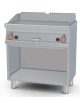 Fry-top a gas liscio cromato su mobile a giorno - piastra cm 76x34, 2 zone di cottura - cm 80x55x90h