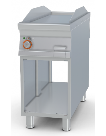 Fry-top elettrico passante liscio cromato su mobile a giorno - piastra cm 36x85 2 zone di cottura - cm 40x110x90h