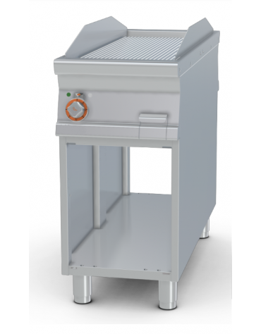 Fry-top elettrico passante rigato cromato su mobile a giorno - piastra cm 36x85 2 zone di cottura - cm 40x110x90h
