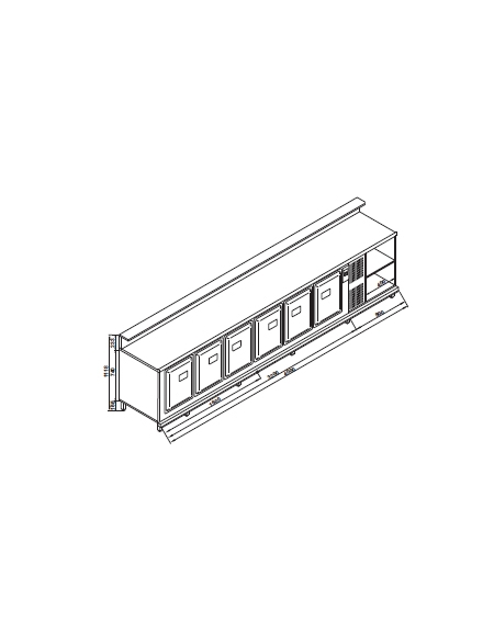 Banco bar refrigerato 6 sportelli motore interno da cm. 400