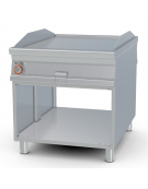 Fry-top elettrico passante liscio cromato su mobile a giorno - piastra 76x85 - 2 zone di cottura - cm 80x110x90h