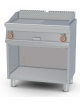 Fry-top elettrico 1/2 rigato + 1/2 liscio cromato su mobile a giorno  - piastra cm 76x34, 2 zone di cottura - cm 80x55x90h