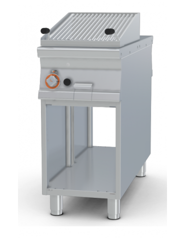 Griglia a pietra lavica passante su mobile a giorno, griglia in acciaio inox regolabile - 1 zona cottura - cm 40x110x90h