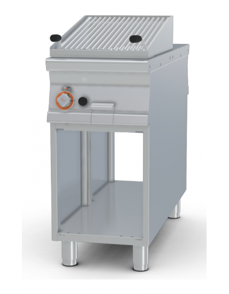 Griglia a pietra lavica passante su mobile a giorno, griglia in acciaio inox regolabile - 1 zona cottura - cm 40x110x90h