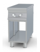 Piano lavoro passante inox AISI 304 su mobile a giorno - 2 cassetti, 2 bacinelle GN-2/3 inox - cm 40x110x90h
